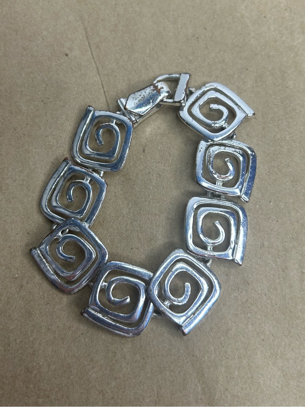 Geometric Spiral Circles and Squares Bracelet